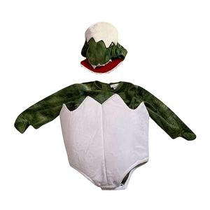 Baby 2 Piece Dinosaur Egg Halloween Costume Boys Girls Long Sleeve Romper Cartoon Party Cosplay Set（Green)( Size 12)