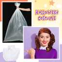 Chicingyou 7 Pcs Halloween Costume Kit Include Red Ponytails Wig Women Collar White Knee High Socks Purple Hair Ties Fake Braces and 60 x 40 Inch Giant Plastic Bag Adult Couple Cosplay