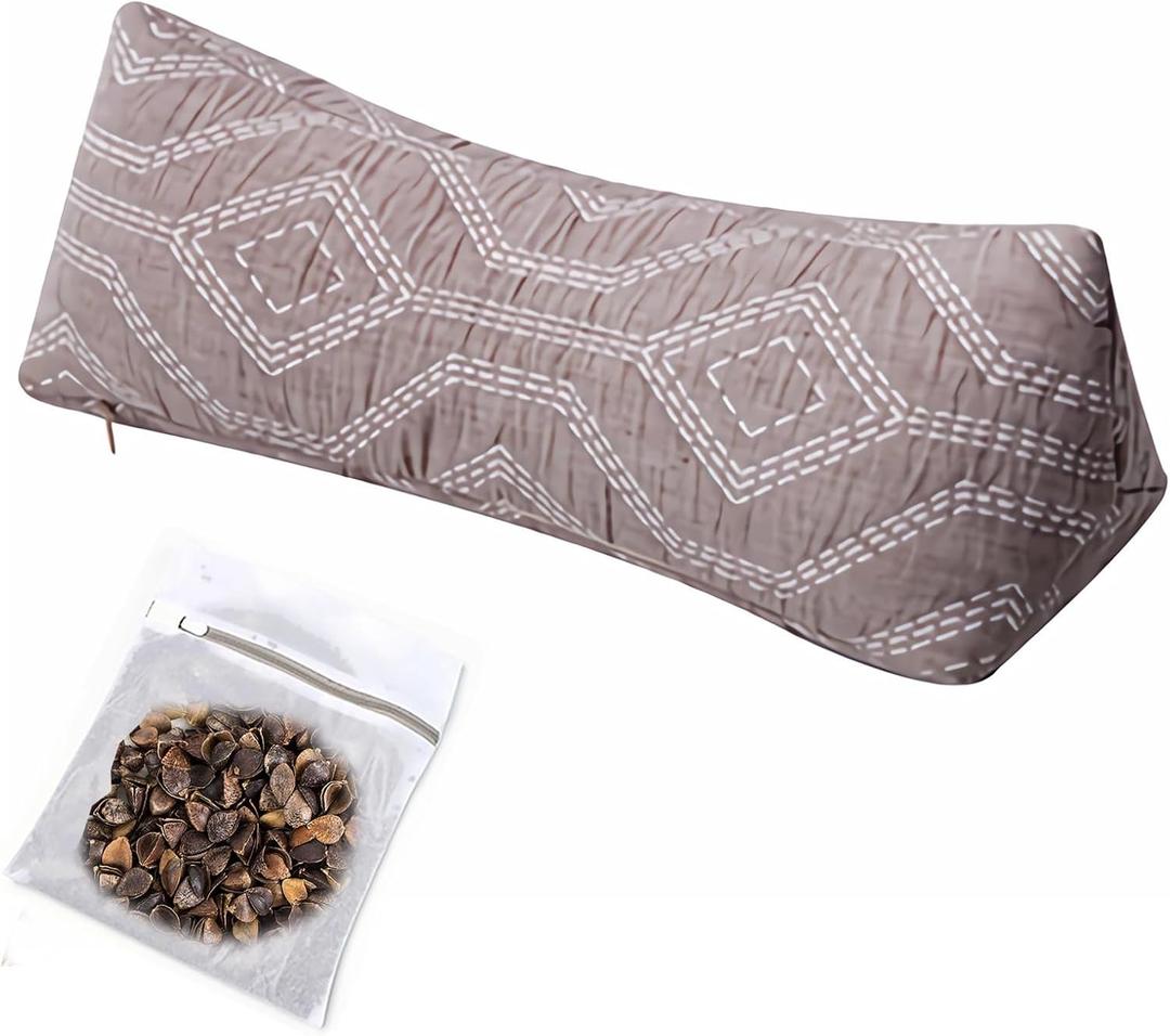 ZHIWEIKJ Travel Pillow, Buckwheat Neck Roll Pillow for Traveling, Provide Head Neck Support Rest, Soft Washable Pillowcover (Color : Brown)