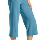 Willit Women's Capris Pants Cotton Yoga Capri Casual Lounge Pants Wide Leg Workout Sweatpants with Pockets 20" (3X-Large, Ocean Blue)