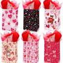 PARSUP 36pcs Valentines Day Gift Bags with 48 sheet Red Pink Tissue Paper, Goodie Bags, Valentine Candy Bags, Gift Bags for Lover, Treat Bags for Boyfriend, Girlfriend, Birthday Party Decor