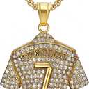 Number 7 Soccer Jersey Necklace for Boys, No.7 Soccer Jersey Ball Necklace for Mens, No.7 Jersey Soccer Necklaces for Football Fans (Gold)