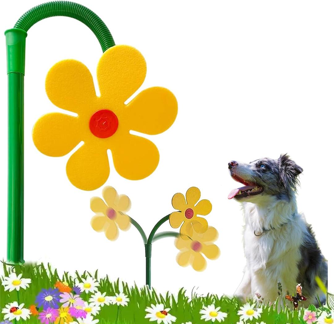 Crazy Daisy Sprinkler Funny Sunflower Flower Sprinkler for Dogs | 360° Rotating Water Sprinklers for Lawn Garden Watering, Crazy Dancing Sun Flower Yard Sprinklers for Dog Playing - Yellow