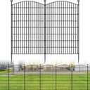 No Dig Decorative Garden Fence 10 Panels, 48 in (H) x 22.6 ft (L), Dog Fence Outdoor for Yard, Rustproof Metal Animal Barrier Ground Stakes Fencing for Garden, Patio, Flower Bed