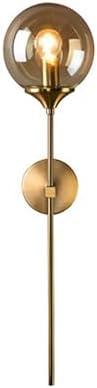 LOTREE Modern Amber Glass Ball Indoor Wall Lights Sconces Glass Globe with Gold Brass Finish Wall Lamp Fixtures for Bedroom Bedside(Amber)