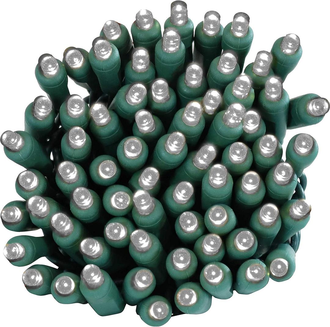 Sunnydaze 70-LED Christmas Outdoor String Lights - 5mm Wide Angle Style Bulbs - 22-Foot Lighted Length - White