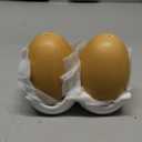 MyGift Ceramic Salt and Pepper Shaker Set, Mini Brown Egg Shaped Shakers with Carton Design Holding Stand, 3 Piece