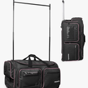 Fanwoli 28" Dance Bag with Garment Rack | Upgraded Stable System & Fabric | More Lightweight & Wear-Resistant | Ideal Competition Rolling Duffle Bag | Black/Pink Trim