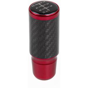muge racing Carbon Fiber Shift Knob 6 Speeds Pattern Modified Carbon Fiber Aluminum Manual Automatic Gear Shift Knob for Vehicles with 3 Adapters Red