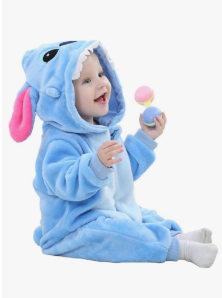 Unisex Baby Flannel Romper Animal Onesie Costume Hooded Cartoon Outfit, Size 70