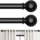 2 Pack Curtain Rod for Windows 18-45 Inch, Black 5/8 Inch Small Window Treatment Rods, Short Adjustable Splicing Drapery pole, Matte Black