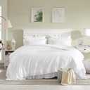 Cupocupa White Queen Comforter Set, 3Pcs Ruffle Comforters Queen/Full Size Farmhouse Bedding Sets with Comforter, Lightweight Fluffy Soft Shabby Chic Bedding Comforter Sets