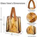 Glass Purse Vase for Flowers Amber Vases for Centerpieces Glass Bag Vase with Leather Handle Small Bag Vases for Decor Decorative Fish Bowl for Home Wedding Decor