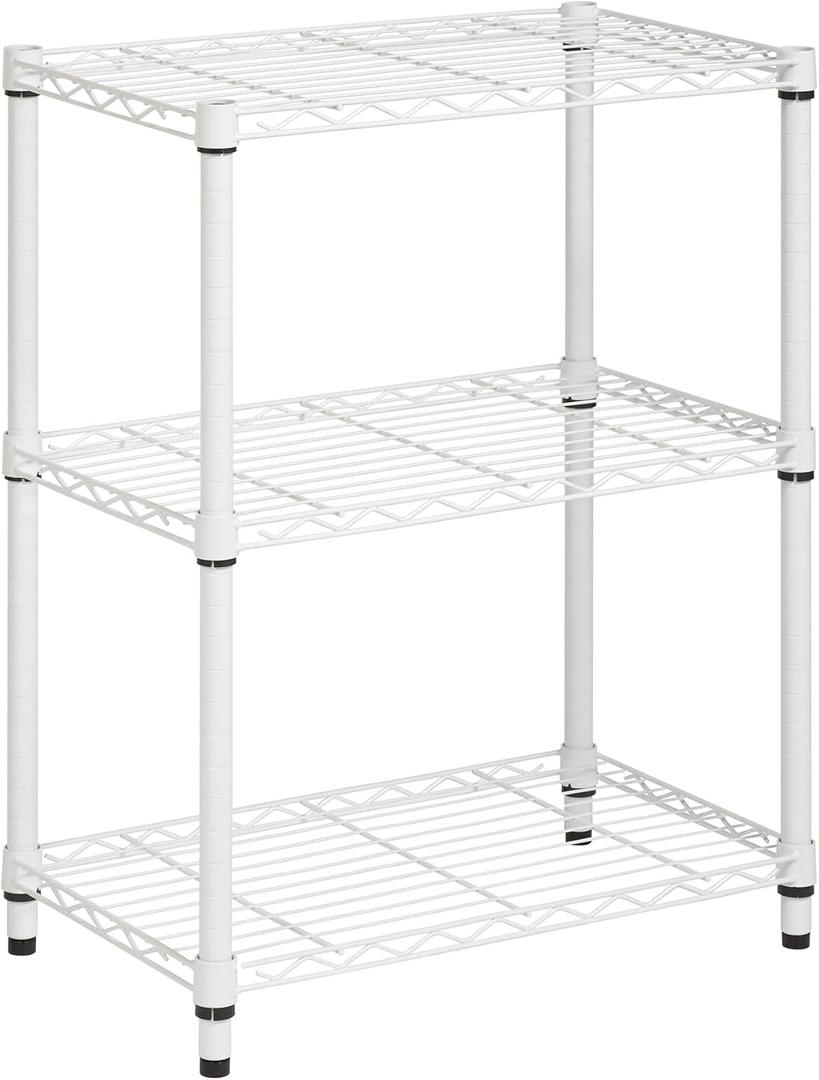 Honey-Can-Do 3-Tier Heavy-Duty Adjustable Shelves, Metal Storage Rack with 250-Lb Shelf Capacity, White, 14" W x 24" L x 30" H