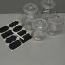 Glass Storage Containers,Clear Glass Jar with Lid, for Pantry - Flour, Coffee bean, Cookies, Pasta, Candy, Set of 4