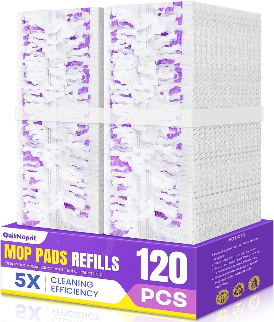 120 Pcs Power Mop Refills Pad, 5X Cleaning Multi-Surface Replacement for Swiffer Power Mop, Wet Pads Refill for Wood Floors & More, Compatible with Swiffer PowerMop Pads & Mopping Refills