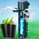 coospider-repta 200GPH Aquarium Filter, U-V for Aquarium for 20-75 Gal Tank, Submersible Pump Filter for Green Water and Algae Clean, Ultra-Silent Green Killing Machine with Fish Tank Deodorization (Black)