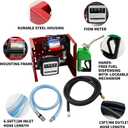 Electric Diesel Transfer Pump Kit - 110V, 175W, 12 GPM Electric Fuel Transfer Pump With Automatic Nozzle, Mechanical Fuel Meter, 13 Feet Dispensing Hose and 6.6 Feet Suction Hose