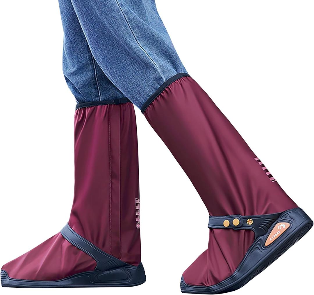 Rain Shoe Covers Waterproof Rain Boot Shoe Cover for Men and Women (Purplish Red, M)