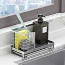 Kitchen Countertop Dish Soap and Dishwashing Brush Holder, SUS 304 Stainless Steel Sponge Organizer, Basket for Cleaning and Scrub Tool, Kitchen Sink Brush Caddy Holder