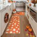 KIMODE Kitchen Rugs Non Slip Washable 17"x47"+17"x29", Fall Farmhouse Kitchen Rugs Sets of 2, Autumn Maple Leaf Rugs for Kitchen Floor, Absorbent Kitchen Mats for Floor Laundry Office Sink Desk