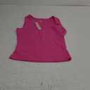 QINSEN Women's Square Neck Sleeveless Double-Layer Tank Tops Basic Tight T Shirts L Magenta