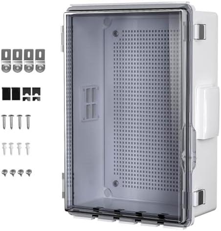 Animacyn ABS Electrical Junction Box, Ventilated Design, Cable Grommets, IP65 Waterproof Enclosure, Indoor/Outdoor Use with Mounting Panel .(Clear Cover, 13.8"x9.7"x5.9") Clear Cover