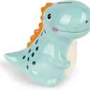 Ceramic Dinosaur Piggy Bank for Boys, Large Porcelain Coin Bank for Child, T-Rex Money Bank for Baby, Nursery Room Decor, Birthday Christmas (Green)