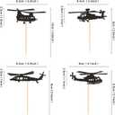 2 x Ercadio 24 Pack Helicopter Cupcake Toppers Black Glitter Aircraft Cupcake Picks Plane Cupcake Toppers for Airplane Theme Party Birthday Baby Shower Cake Decor Supplies
