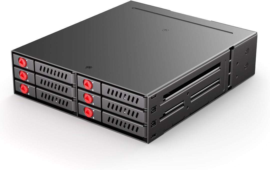 Olmaster Sata HDD & SSD Hot Swap Cage, 6 Bay Hard Drive Dock for 5.25 Enclosure, 6 Bay Hard Drive Station with Colling Fans