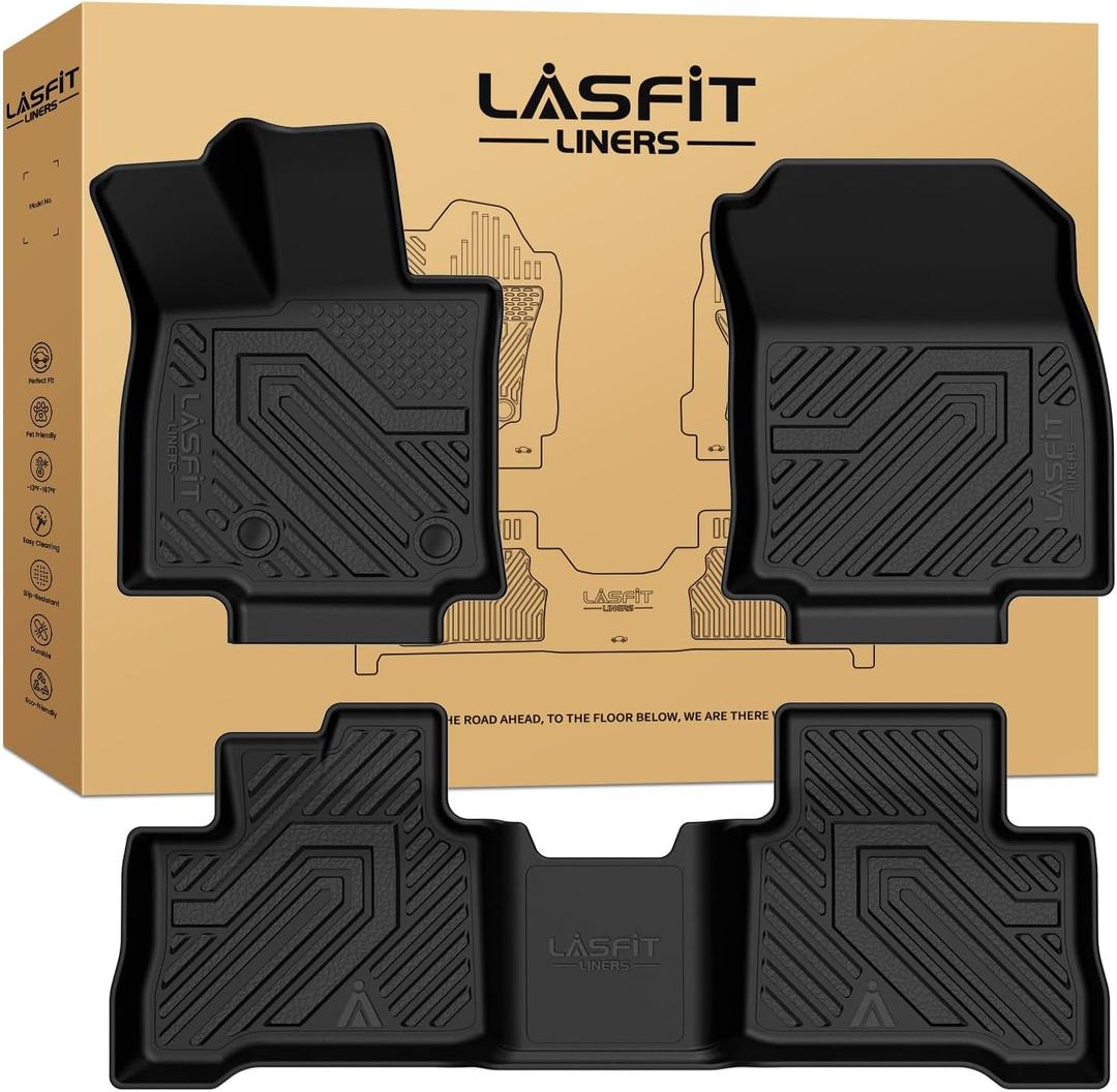 LASFIT Floor Mats for Toyota RAV4 2026 Hybrid (Not Fit Plug-in Hybrid) All Weather Automotive Floor Mats for RAV 4 TPE Custom Fit Floor Liner 1st & 2nd Row Car Accessories, Lifespan 5 Years+, Black