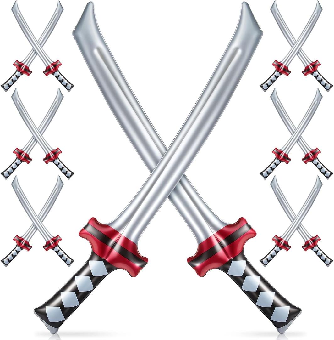 Deekin 12 Pcs Ninja Inflatable Sword Ninja Samurai Inflatable Swords Katana Toy Blow up Samurai Toy Costume Accessories for Girls and Boys Birthday Theme Party