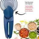 Starfrit MightiCan Can Opener - Safe - Holds Lid and Leaves No Sharp Edges on Lid - Comfort Grip - Heavy Duty Non-Slip Knob - Blue