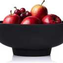 Resin Black Decorative Pedestal Bowl for Home Decor - Modern Matte Black Fruit Bowl for Kitchen Counter, Entryway or Coffee Table or Table Decor - Centerpiece Bowls for Keys, Fruit, Candy (Black)