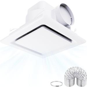 LANMEL Bathroom Exhaust Fan without Light, 10" Panel Bathroom Ceiling Ventilation Fan (8x8 Mount), 130 CFM 1.0 Sones, Quiet Square Bath Fan for Bathrooms, Shower, Office, Restroom Etc
