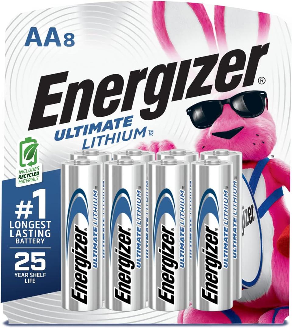 Energizer Ultimate Lithium AA Batteries (8 Pack), 1.5V Lithium Double A Batteries