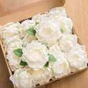 Ling's moment Flowers 16pcs Ivory Blooming Peonies Artificial Flowers with Stem, Artificial Peony Flowers for DIY Wedding Decorations Centerpieces Bouquets Boutonnieres