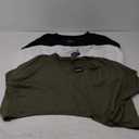 Huukeay 3 Pack Oversized T Shirts for Women Short Sleeve Crop Tops V Neck Irregular Hem Baggy Cropped Tees (X-Large, Army Green, White, Black)
