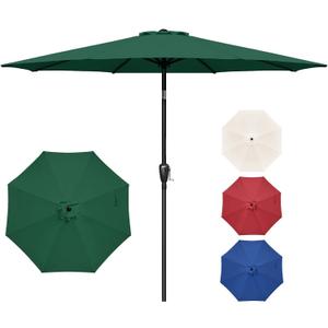 YSSOA 9' Patio Umbrella Outdoor Table Market Yard Umbrella with 8 Sturdy Ribs, Green