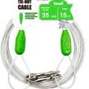 Petest 15ft Reflective Tie-Out Cable for Small Dogs Up to 35 Pounds (Green & Silver)