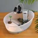 DOITOOL Small Turtle Tank with Basking Platform 9.84X6.69X6.10 Inches Portable Turtle Breeding Box for Aquatic Turtles and Small Reptiles Plastic Case for Water Habitat