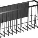 Magnetic Refrigerator Baskets, Fridge Spice Rack Organizer with Hooks, Strong Magnet Metal Hanging Wire Storage Basket Storage Bin Box Container for Pegboard / Refrigerator/ Whiteboard/ Locker-Black