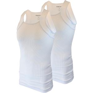 Different Touch 2 Pack Men's Tank Tops Square Cut Muscle Rib A-Shirts (XL, White W/ White Trim)