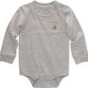 Carhartt Long-Sleeve Pocket Bodysuit (3 Months, Grey Heather)