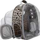 Pet Carrier Backpack Expandable for Cats and Small Dogs, Breathable Anti-Collapse Design, Airline Approved Travel Backpack for Hiking and Outdoor Use (Back Expandable-Animal) (Leopard Print)