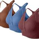 Racerback Padded Sports Bra for Women- Seamless Comfort Push Up Front Closure Tops for Yoga Workout Athletic Fitness (Small, Coffee-brown-blue)