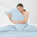 Cozy Bliss Cooling Pillow Cases for Hot Sleepers, Q-Max>0.45, King Size Set of 2, Soft & Silky Pillow Covers with Envelope Closure,Gift, Blue, 20x36 Inches
