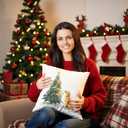 Christmas Tree Golden Retriever Pillow Covers 18x18, Golden Retriever Lovers Gifts, Christmas Tree Cute Dog Throw Pillow Covers for Home Living Room Bedroom Sofa Couch (19 Color)