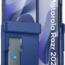 ATATOO for Motorola Razr 2025 Wallet Case, Built-in Card Holder (3 Cards) & Hinge Protection & HD Screen Protector, Military Grade Protection, Rugged Shockproof Phone Case for Moto Razr 2025, Blue