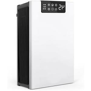Dehumidifier, 98OZ Dehumidifiers for Home(1000sq.ft), Humidity Display Dehumidifier for Basement Bathroom Bedroom, Auto Shut Off, Washable Filter, Drain Hose, Timer, 7 Ambient Lights, White